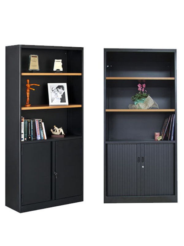 librera con credenza puertas metálicas
